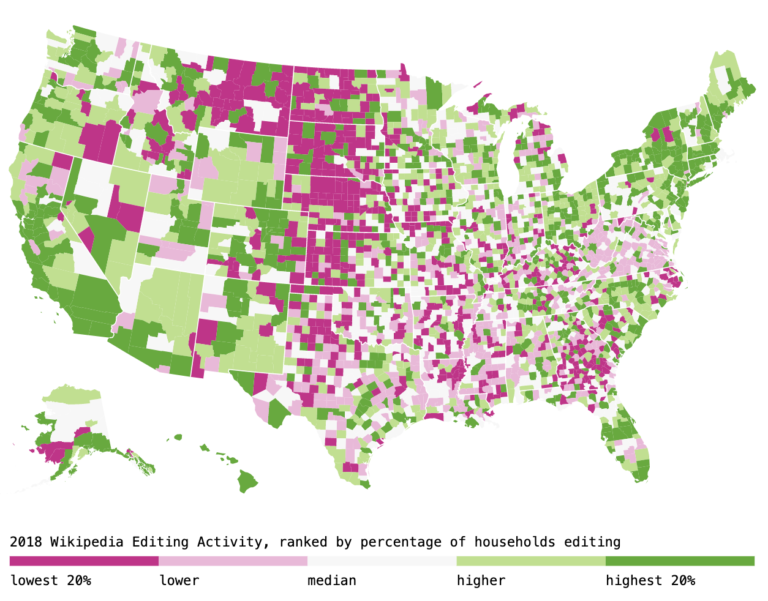2018年維基百科編輯活躍度。