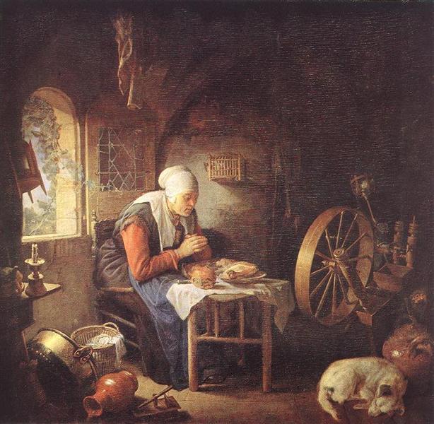 一開始，「Meat」指的只是固體食物。圖：Gerrit Dou。