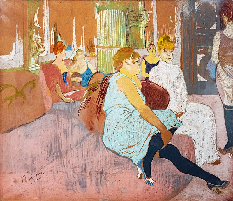 紅磨坊街的沙龍，出自法國畫家Henri de Toulouse-Lautrec，1894。