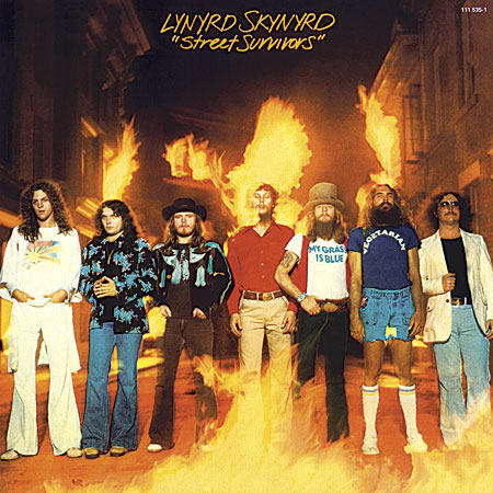 美國南方搖滾代表Lynyrd Skynyrd在1977年發行的《Street Survivors》原始專輯封面。