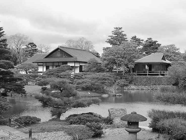 桂離宮・從松琴亭遙望書院、月波樓