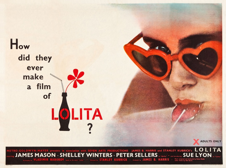 描述戀童癖的經典電影《蘿莉塔》（Lolita）海報。